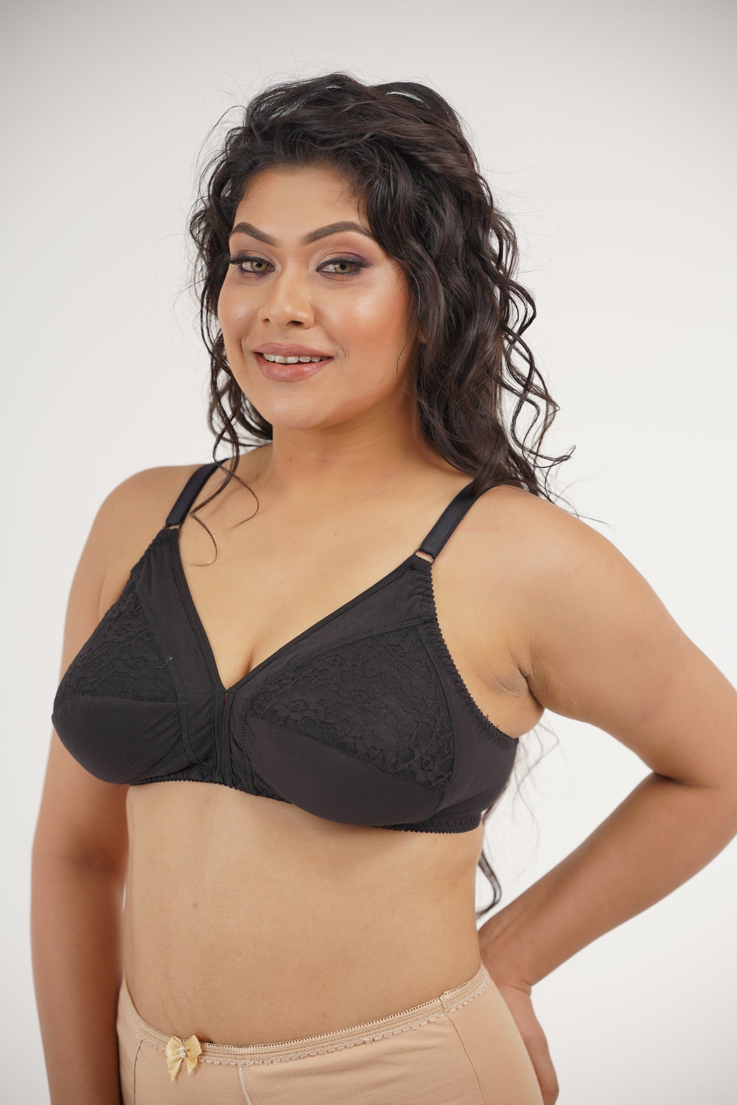 COTTON HALF LACE BRA