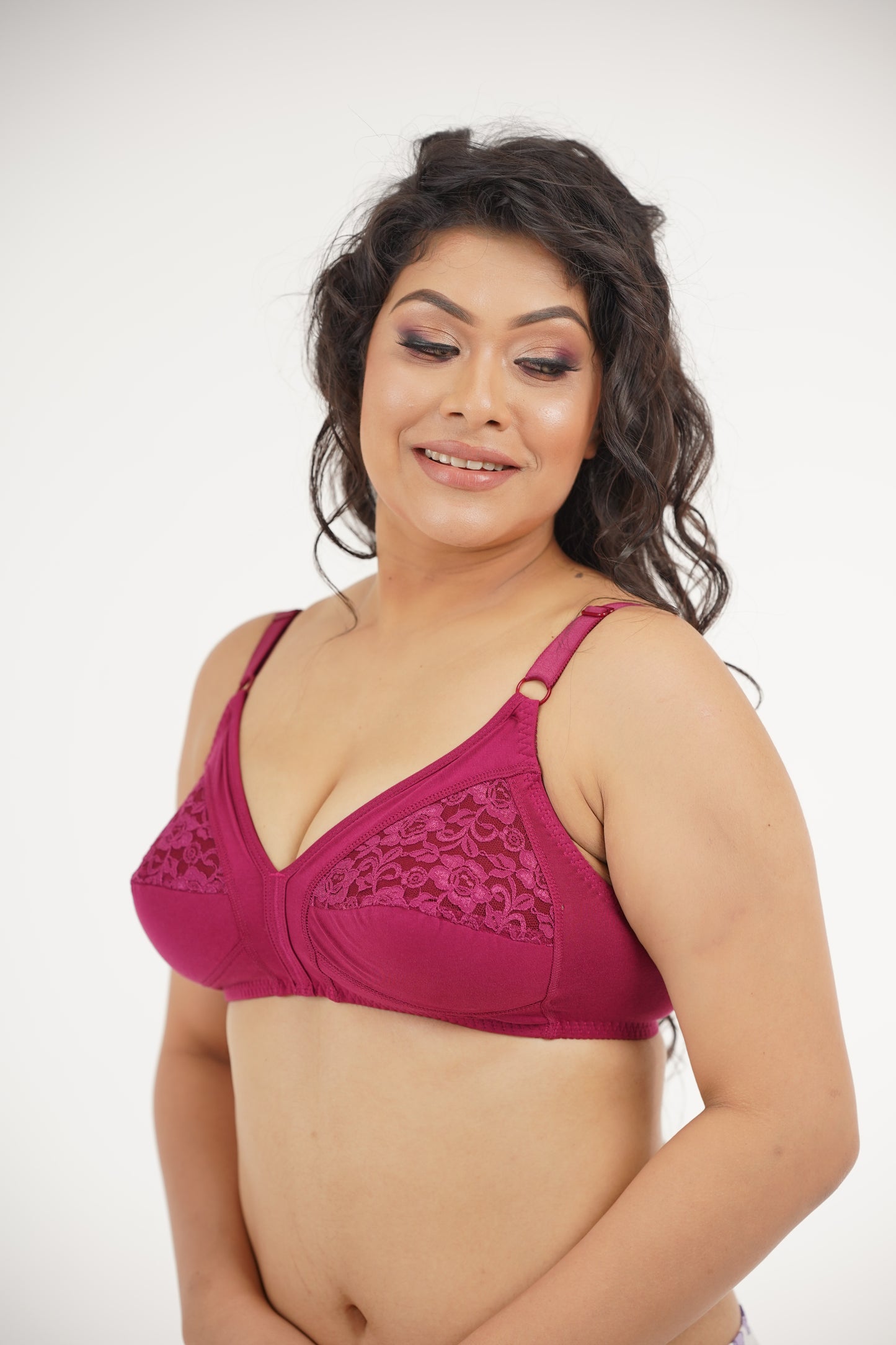 COTTON HALF LACE BRA